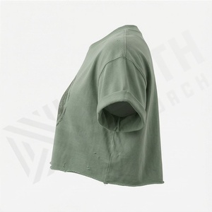 เสื้อยืดครอปท็อปผู้หญิงผ้าฝ้ายสีตามสั่ง ทรงหลวม สไตล์วิ่งออกกำลังกาย แฟชั่นสตรีทแวร์ ฟิตเนส ยิม แอคทีฟแวร์ - Product Image 3