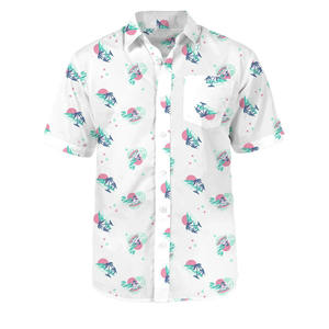 Vente en gros de nouvelles chemises hawaïennes respirantes pour hommes, à séchage rapide, imprimées plage, à manches courtes - Product Image 1