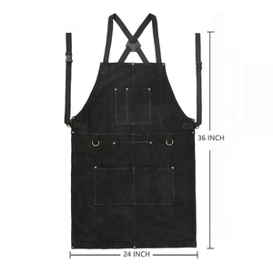 Delantal de Cuero Negro con Múltiples Bolsillos, Diseño Cruzado Resistente para Peluquería - Product Image 3