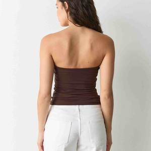 Débardeurs et brassières tube personnalisés pour femmes, courts, respirants, confortables, sans couture, unis, en jersey 100% coton - Product Image 3