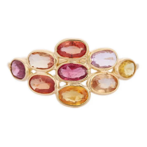 18K Gold Multi Sapphire Eternity Ring-Oval Cut Wedding Jewelry - Product Image 2