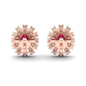 REYES Custom Design 925 Sterling Silver Moissanite <b>Stud</b> <b>Earrings</b> For Women Minimalist Oval Cut 1Ct Ruby Gemstone Halo <b>Earrings</b> - Product Image 4