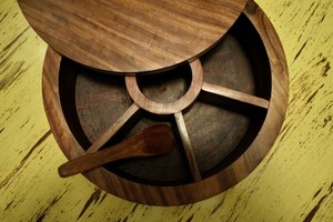 Handcrafted Wooden Round Masala Dabba Spice <b>Box</b> with Spoon-Leak Proof Dust Resistant Eco-Friendly Durable Dishwasher Safe - Product Image 5