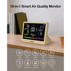 Moniteur de qualité de l'air intérieur 16-en-1 : Testeur de CO2 avec détection de CO2, TVOC, PM2.5, PM1.0, PM10, HCHO, température, humidité et indice de qualité de l'air (AQI) - Product Image 2
