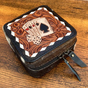 Hand Tooled Leather Multi-function Jewelry Boxes Genuine Leather Jewelry Storage Box High Quality Cowhide <b>Earring</b> Jewelry <b>Case</b> - Product Image 3