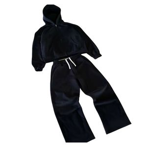 Customized 100% Cotton French Terry Hooded Set Fashionable Comfortable Hooded Set with Zippers Custom Embroidered Logo <b>Men</b> Wear - Product Image 1