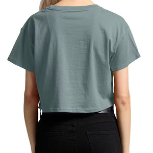 Ladies <b>White</b> <b>Short</b> <b>Sleeve</b> Summer Casual Plain Crewneck Crop T <b>shirt</b> Mockup Customizable Blank Tee Cotton Blend Crop T <b>Shirt</b> - Product Image 6