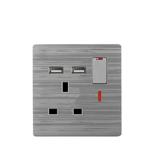 S40 series 110V 220V 2.1amps usb high class metal stainless steel electrical socket outlet factory