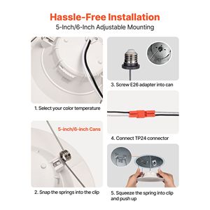 Kit di 12 Faretti LED da Incasso 5/6 Pollici, 1050 LM, 13W, 120V, 5 Temperature di Colore Selezionabili, Luci Retrofit - Product Image 4