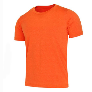 Men's Orange Short Sleeve O-Neck T-<b>Shirt</b> Regular Fit Solid Pattern Casual <b>100</b>% <b>Polyester</b> Breathable Quick Dry Knitted - Product Image 1