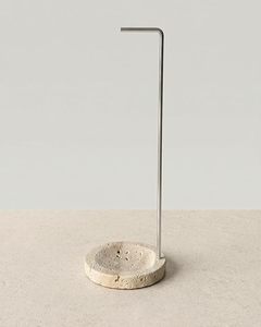 Porte-encens en travertin pour bâtonnets, brûleur d'encens inversé, attrape-cendres en pierre naturelle, Wabi Sabi pour la méditation, le yoga, le spa - Product Image 1