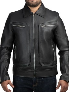 Chaqueta de Cuero para Motociclista John Black - Product Image 1