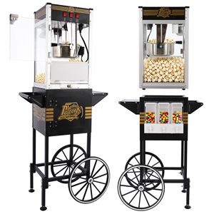 Máquina de Palomitas Comercial de 12oz con Carrito, 3 Botones de Control, 3 Cajas de Almacenamiento de Dulces, 3 Pla-110V, Usada - Product Image 1