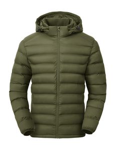Men's Casual Solid Lightweight <b>Fleece</b> <b>Lined</b> 100% Polyester Hooded Puffer <b>Jacket</b> Windproof Insulated Winter Coat Zip-Up Front - Product Image 1