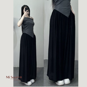 Pantalon décontracté respirant pour femme, taille élastique, orné de perles, coupe droite, jambe large, style harem, streetwear, mode coréenne 100% - Product Image 2