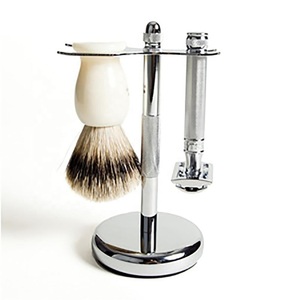 High Quality Stainless Steel Waterproof Razor Gift Set with Synthetic Knot <b>Shaving</b> Brush Stand Grooming <b>Kit</b> for Men - Product Image 5