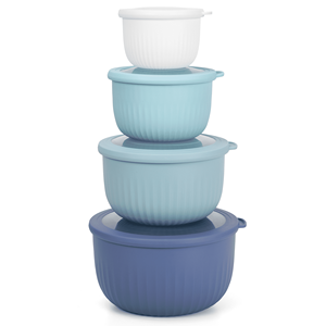 8-Piece Plastic Mixing <b>Bowl</b> <b>Set</b> with Lids Nesting <b>Bowls</b> for Space-Saving Storage Meal Prep Dinnerware - Product Image 1