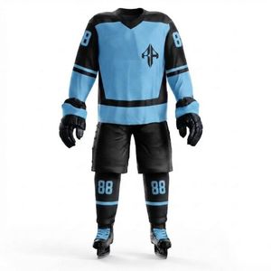 Ensemble d'uniformes de hockey sur glace de qualité supérieure par RIVIAN ATLANTIC avec impression par transfert thermique, matériau 100% polyester pour hommes - Product Image 2