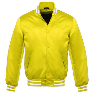 Mens Classic Canvas Varsity Bomber <b>Jacket</b> Pink Yellow <b>Red</b> Collection Geometric Striped Ribbed Trim Zipper Closure Sporty Stand - Product Image 3