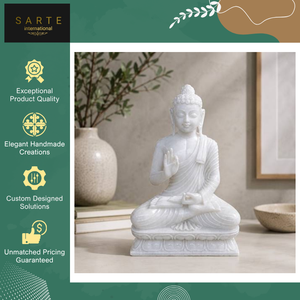 Statue de Bouddha en marbre blanc artisanal de qualité supérieure, sculpture luxueuse pour la décoration spirituelle de la maison, figurine de méditation pour le salon/le bureau - Product Image 6