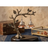 Boucles d'oreilles pendantes Jhumka en opale et cornaline, style chandelier, faites à la main, avec certificat IGI, pour les fêtes, en provenance de Jaipur, Inde