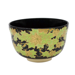 Bol à matcha de qualité fantastique, en feuilles d'érable vertes japonaises, pour cadeaux en gros, « Aokaede » par Eikou Miyachi - Product Image 4