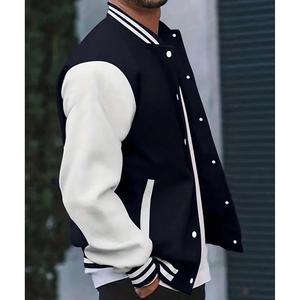 Fall Winter <b>Men</b> Varsity <b>Jacket</b> Youth Loose Stand-up Hooded Waterproof Streetwear Fashion Casual College Boy 100% Wool Geometric - Product Image 6