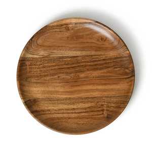 Planche de service ronde en bois d'acacia naturel, plateau de service alimentaire en bois, planche à charcuterie, plateau à fromage, assiette de dîner, cuisine - Product Image 1