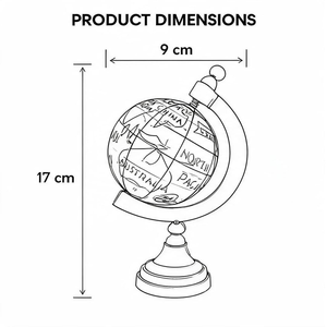 Globe terrestre rotatif en laiton artisanal, carte du monde, 17 cm, vintage, décoration de bureau nautique, gravé, inspiré des voyages - Product Image 2