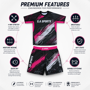 Conjunto de Ropa Deportiva para Artes Marciales Mixtas (MMA), Uniforme Gris Pizarra con Estampado Tech Line, Tela Gruesa, No Transparente, Pantalones Cortos de Grappling, Rashguard - Product Image 3