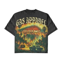Ensemble T-shirt graphique oversize et short en jean pour homme, coton épais, streetwear Y2K vintage délavé à l'acide, 2 pièces, été