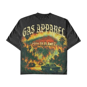 Custom Men's Oversized Graphic T <b>Shirt</b> Denim Shorts Set Heavyweight Cotton Streetwear <b>Y2K</b> Vintage Acid Wash 2 Piece Summer - Product Image 3