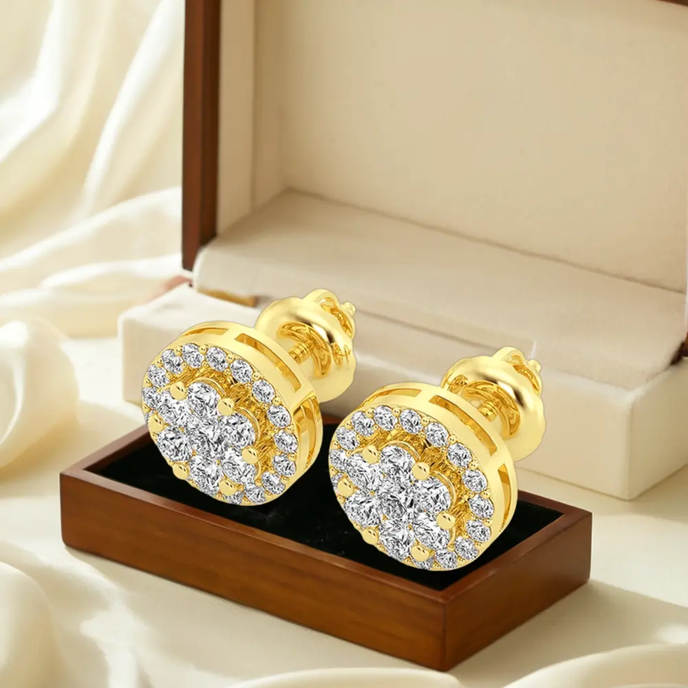 Rentang eksklusif kualitas tinggi 1.63 TCW 7.59 gram warna D VVS Dome Moissanite berlian anting Stud perhiasan bagus