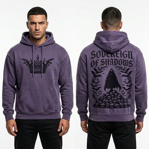 Sudadera con Capucha Negra Vintage para Hombre, Diseño Personalizado con Gráficos de Discos Nocturnos, Estilo Urbano, Lavado Ácido Carbón, Sudadera con Capucha de Fábrica - Product Image 4