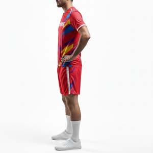 Ensemble de maillots de football rayés rouge et jaune pour hommes, col en V, sans manches, évacuation de l'humidité, impression numérique, nom de l'équipe, nom du joueur, hiver 99 - Product Image 3