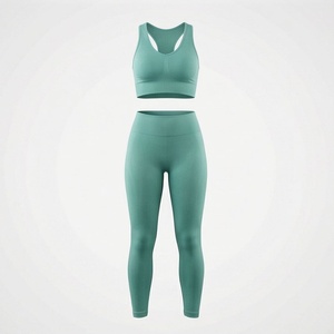 Custom Wholesale Fitness Yoga Set <b>Womens</b> Beauty <b>Back</b> Crop Top High Waist Pants Scrunch Butt Gym Wear Activewear Tops - Product Image 1