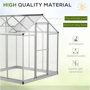 Serra in Policarbonato 6 L X 6 W con Tetto Ventilato, Serra Invernale per Hobby, Serra da Giardino con Grondaia per la Ventilazione - Product Image 4