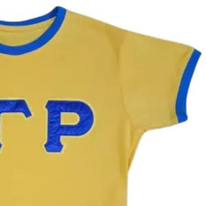 T-shirt Ringer Sororité Sigma Gamma Rho Lettres en Satin Noir Manches Courtes Femme Motif Lettres Grecques Décontracté Tendance Personnalisé - Product Image 4
