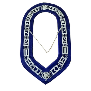 Freemason Apron Collar <b>Gloves</b> Set Embroidered Blue White Masonic Regalia Classical Chaplain officer set - Product Image 2