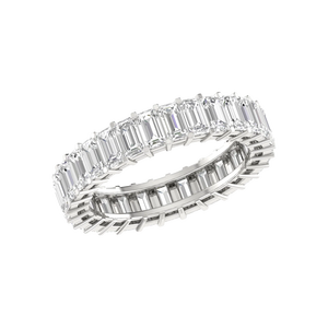 Classic AMBER JEWELS T-1164 Unisex 18K Solid Gold Rhodium Plated Eternity Band Ring Brilliant Cut Diamond Prong Setting IGI - Product Image 4