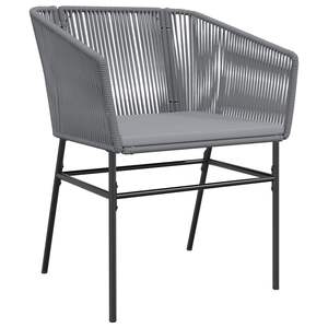 3-Piece Gray Poly <b>Rattan</b> Patio Dining Set with <b>Cushions</b> <b>Garden</b> Sets with Glass Top - Product Image 6