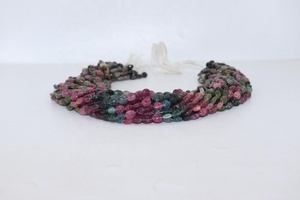 EXCELLENTES Perles Ovales Lisses Multi-Tourmalines 5-7mm Pierre Naturelle Tourmaline Pastèque Taille de Fil de 14 pouces pour la Fabrication de Bijoux - Product Image 5