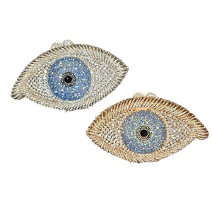 2026 Elegant Luxury Evil Eye Crystal <b>Clutch</b> Bag with Crystal Finish Gold & <b>Silver</b> wholesale Price From India - Product Image 1