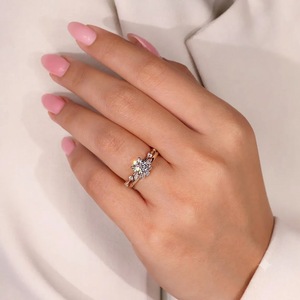 Anillo de Compromiso con Diamante Cultivado en Laboratorio de Corte Redondo VBSR-717, Platino 950, 1.13CT, Color E, VS1, Conjunto de Anillos de Novia, Anillo de Boda, Joyería Fina - Product Image 2