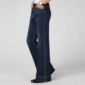 Jeans Rectos de Cintura Media para Hombre, Lavado Medio, 100% Algodón, Casuales, Transpirables, de Secado Rápido, con Cierre de Cremallera, Bolsillos Laterales, Estilo Otoñal - Product Image 3