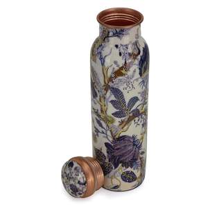 Botella de Agua de Cobre con Diseño Floral, Redonda, Metálica, Portátil, Estilo Bohemio - Product Image 1