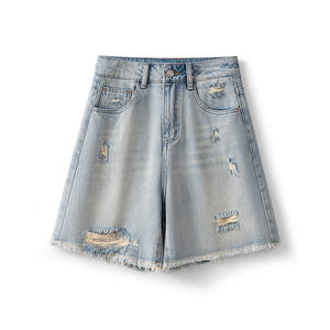 Shorts en jean pour hommes OEM, shorts en jean noir à longueur genou, design à cinq poches, livraison rapide, vente en gros - Product Image 5
