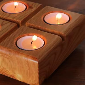 Support de bougie moderne en bois naturel, fabriqué en Inde, bougeoir à pilier, vente en gros disponible pour les occasions de Pâques - Product Image 1
