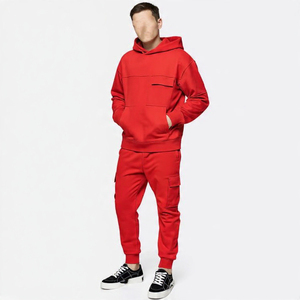 Conjunto Premium de Sudadera con Capucha y Pantalones Cargo 100% Algodón para Hombre / Sudadera Extra Grande con Bolsillo en el Pecho y Pantalones Cargo Deportivos / Logotipo Personalizado - Product Image 1