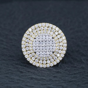 Round Pave Diamond <b>Ring</b> <b>for</b> <b>Men</b> Iced Out Two Tone Pinky <b>Ring</b> Hip Hop <b>Ring</b> Jewelry Large <b>Silver</b> Gold Statement Band Gift - Product Image 1
